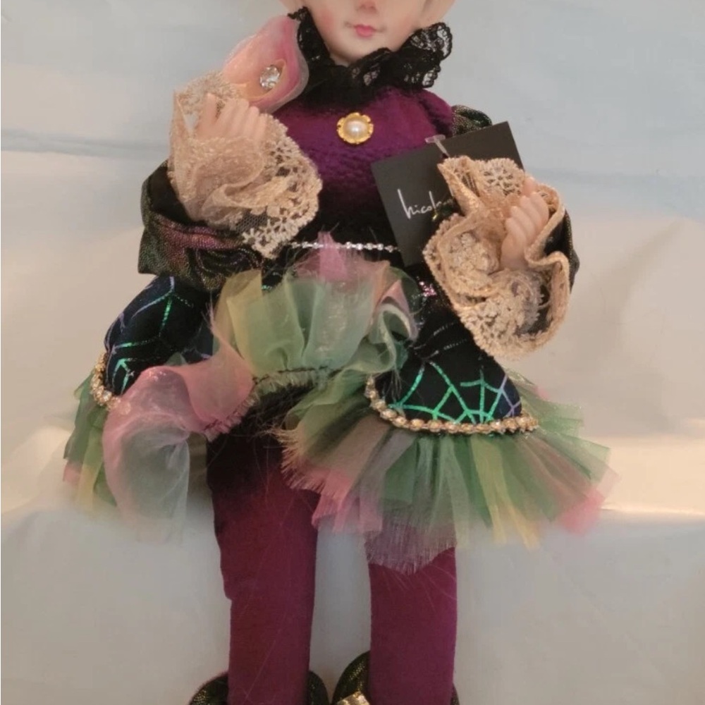 16” Halloween Elf Doll Mantel Shelf Decor Butterfly Rhinestones by Nicole Miller